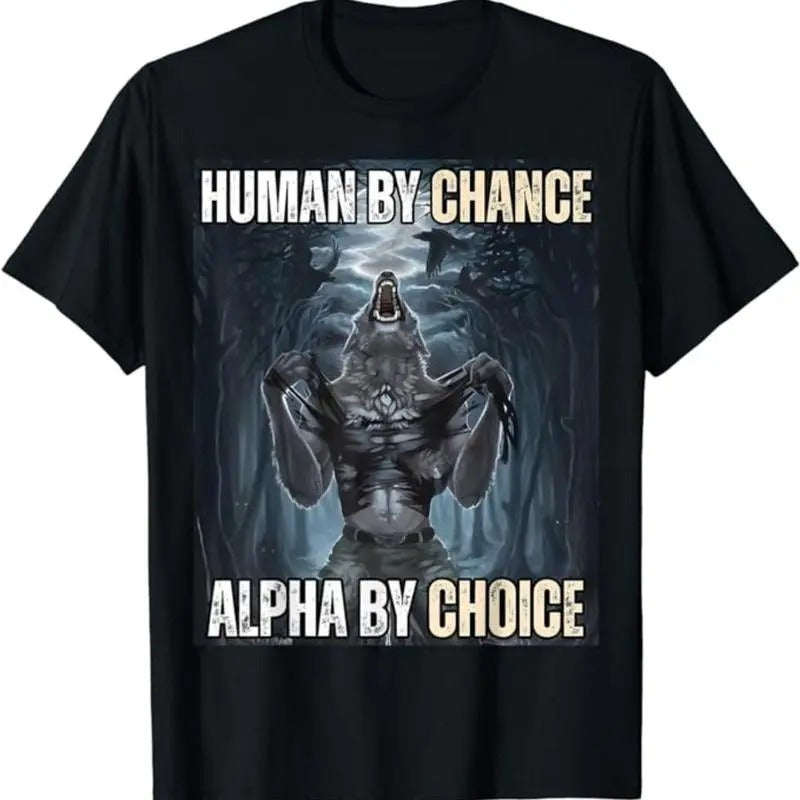 Funny Alpha Wolf Meme T-Shirt, Gift For Friends Cotton Menswear Hoodie Sweatshirt | PrintMintTees.com