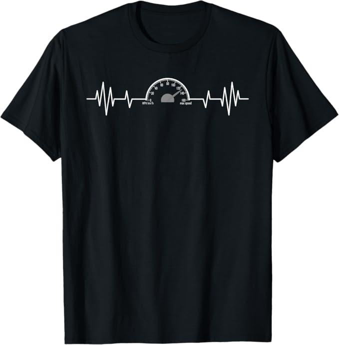 Funny Auto Mechanic Shirt, Funny Car Speedometer Auto Mechanic Guys Heartbeat Gift T-Shirt
