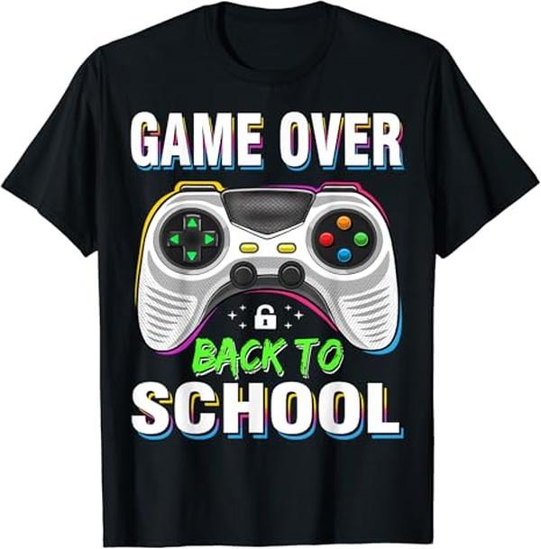 Funny Back To School Shirts, Game Over Back To School Shirt Funny First Day School T-Shirt Cotton Fashion Casual Classic...