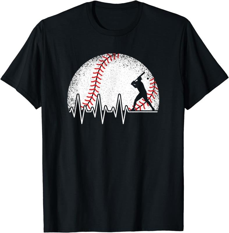 Funny Baseball Shirt Funny Baseball Heartbeat Baseball Player Menswear Top Menswear Top Shirt Hoodie Sweatshirt