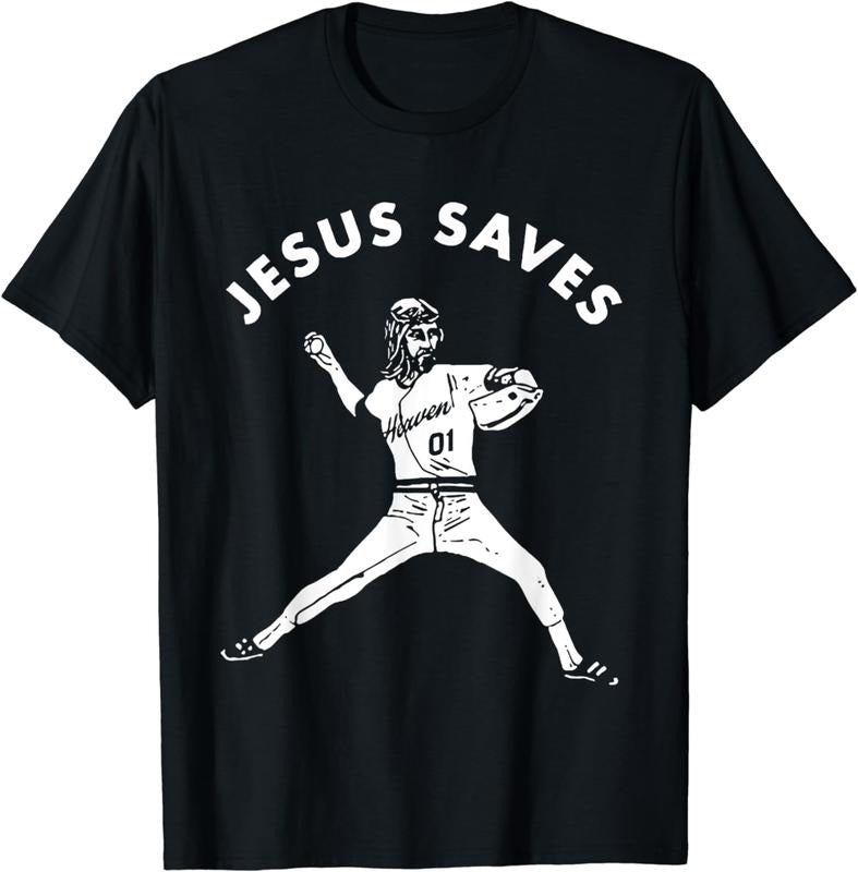 Funny Baseball Shirt Jesus Saves Shirt Religious Christian Faith Baseball Menswear Top Menswear Top T-Shirts, Hoodie, Sweatshirt