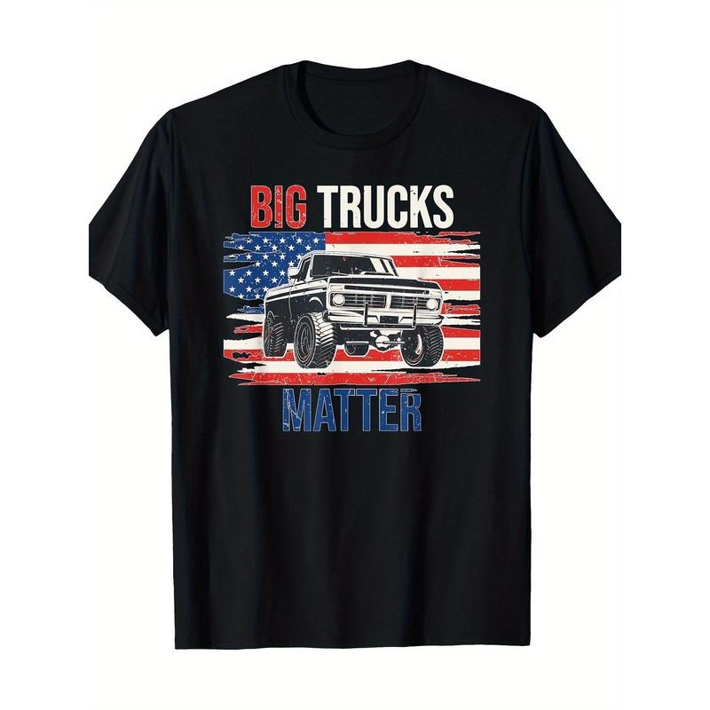 Funny Big Trucks Matter Love Lifted Truck American Flag T-Shirt 100%cotton made in usa Hoodie Sweatshirt | PrintMintTees.com
