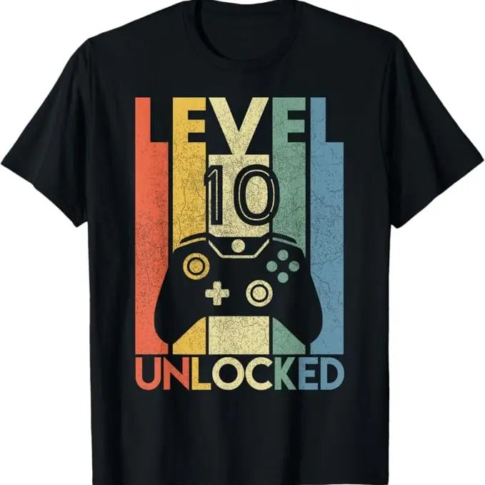 Funny Shirts Level 10 Unlocked Funny Video Gamer 10th Menswear Top Shirt Hoodie Sweatshirt