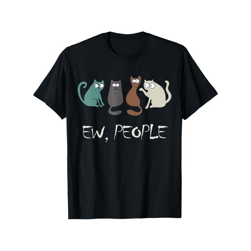 Funny Black Cat Cute Meowy Kitty Cat Lover Gift T-Shirt, Suitable for All Men And Women Outdoor Short-Sleeved T-Shirts in...