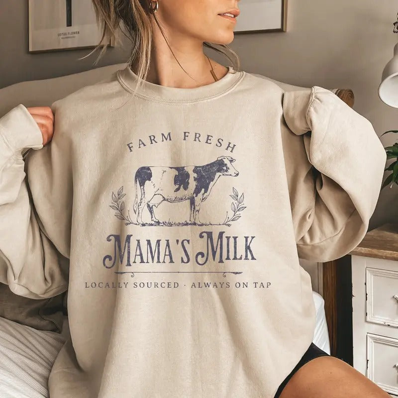 Funny Breastfeeding sweatshirt Lactation Consultant Sweater Milk Maker crewneck New Mom jumper Farm Fresh Milk sweatshirt...