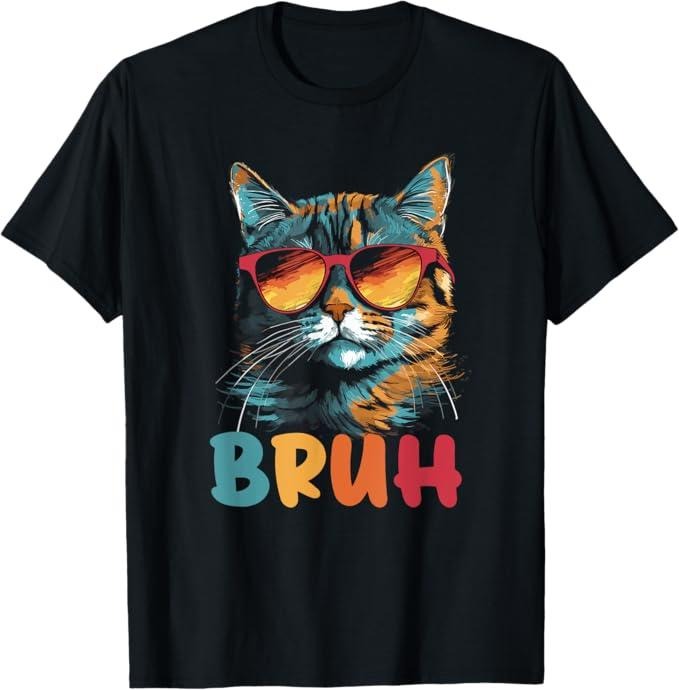 Funny Brother Shirt Brother Funny Meme Saying Bruh Cat Greetings Menswear Casual Cotton Shirt Hoodie Sweatshirt