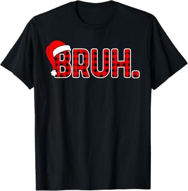 Funny Bruh Shirt, Bruh Funny Christmas Plaid Xmas Pajamas T-Shirt - Menswear Top Hoodie Sweatshirt | PrintMintTees.com