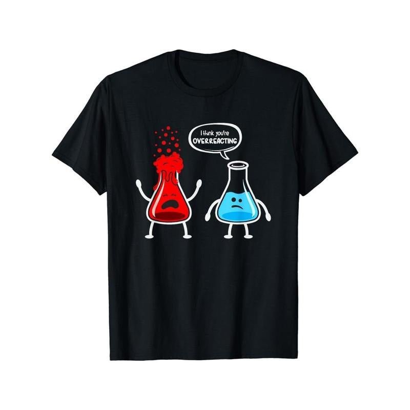 Funny Cartoon Chemistry Bottle Pattern Men's Stretch Short Sleeve Crew Neck T-shirt, Summer Outdoor Made in USA Hoodie...