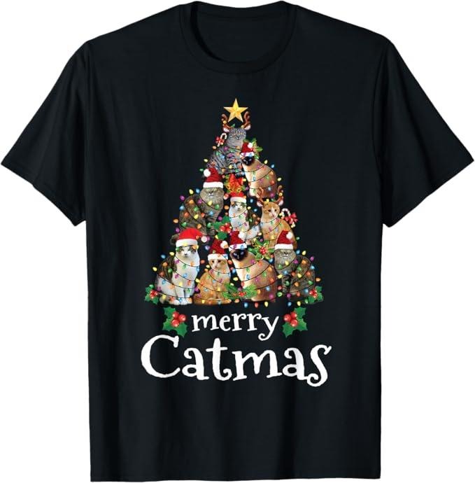 Funny Cat Shirts Merry Catmas Funny Cat Mom Cat Dad Cat Menswear Top T-Shirts, Hoodie, Sweatshirt