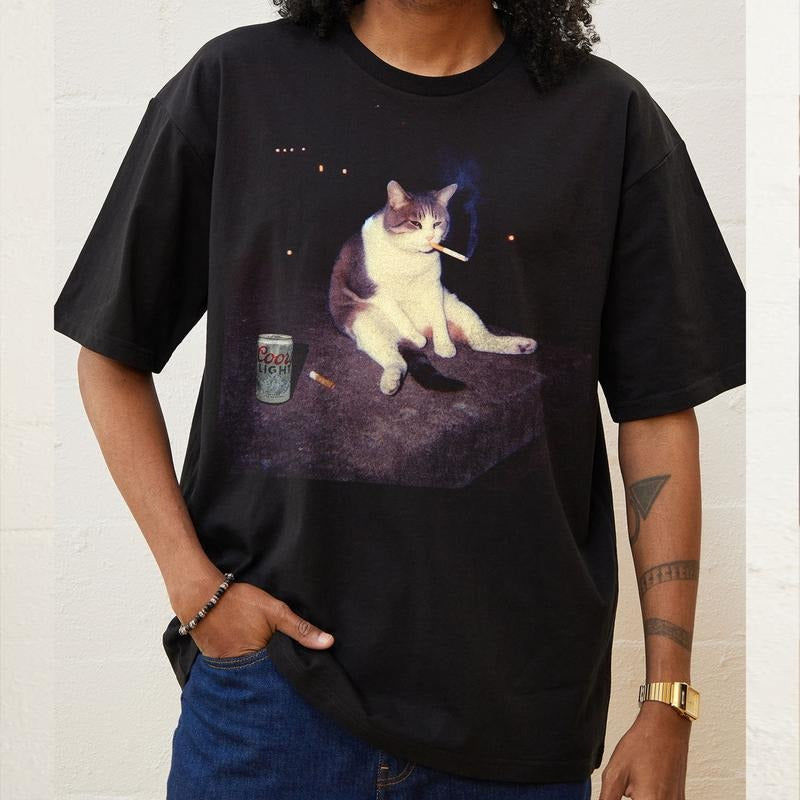Funny Cat Smoke Shirt, Funny Smoking Cat Meme Shirt, Cat Lover Shirt, Cool Cat Shirt, Funny Cat Shirt, Cat Joke Shirt,...