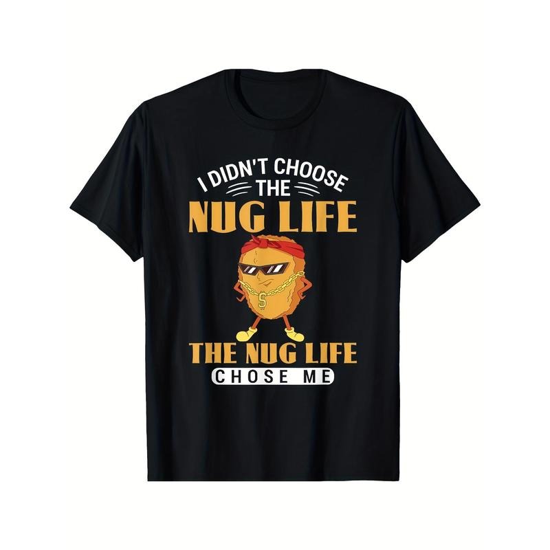 Funny Chicken Nugget Graphic Tee for Men - 100% Cotton, Casual Short Sleeve Crew Neck T-Shirt, Perfect Gift for Him made...