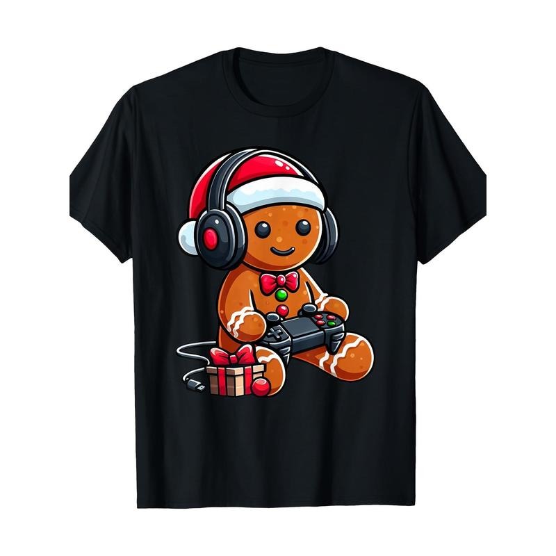 Funny Christmas Gamer Gingerbread Xmas Gaming Men 220g 100% Cotton T-Shirt made in usa Hoodie Sweatshirt | PrintMintTees.com