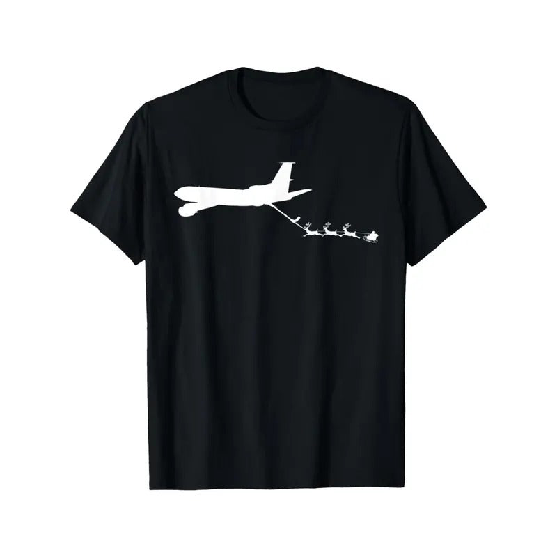 Funny Christmas Plane T-Shirt Fueling Santa's Sleigh Made in USA Hoodie Sweatshirt | PrintMintTees.com