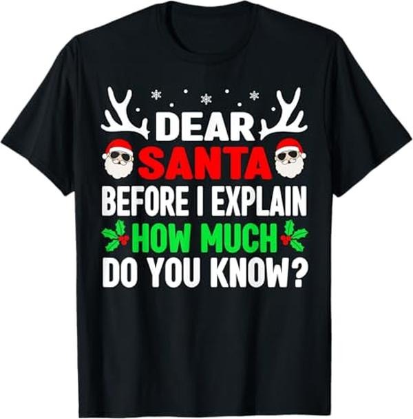Funny Christmas Shirts, Funny Christmas Adults Dear Santa I Can Explain T-Shirt