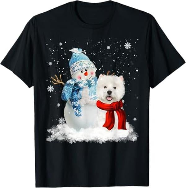 Funny Shirts Funny Westie Dog Snowman Pajama Menswear Top Shirt Hoodie Sweatshirt