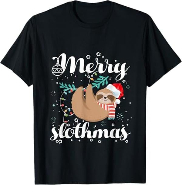 Funny Shirts Merry Slothmas Pajama Sloth Lovers Menswear Top Shirt Hoodie Sweatshirt