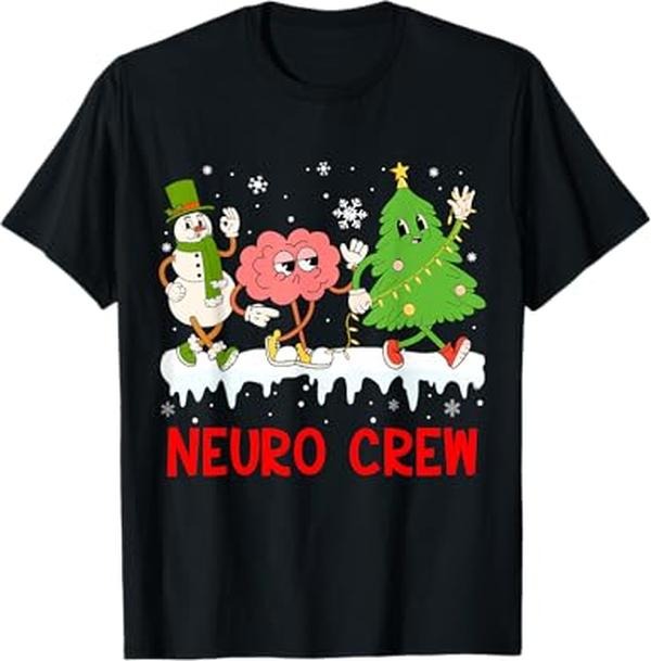 Funny Christmas Shirts, Neuro Crew Funny Christmas Neuro Nurse Brain Neurology Tech T-Shirt