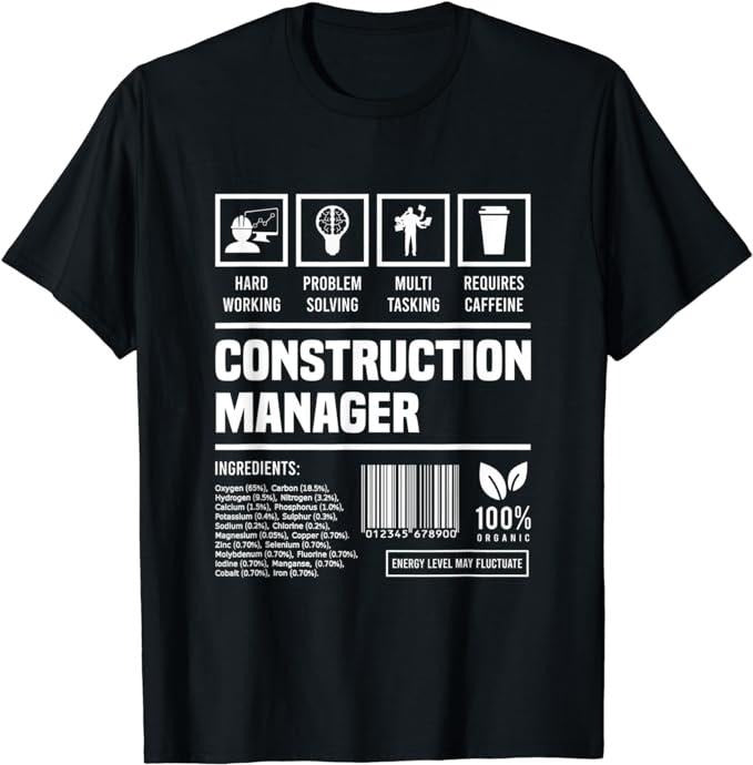 Funny Construction Work Shirts, Construction Manager Gift Idea Funny T-Shirt Menswear Casual Cotton Hoodie Sweatshirt