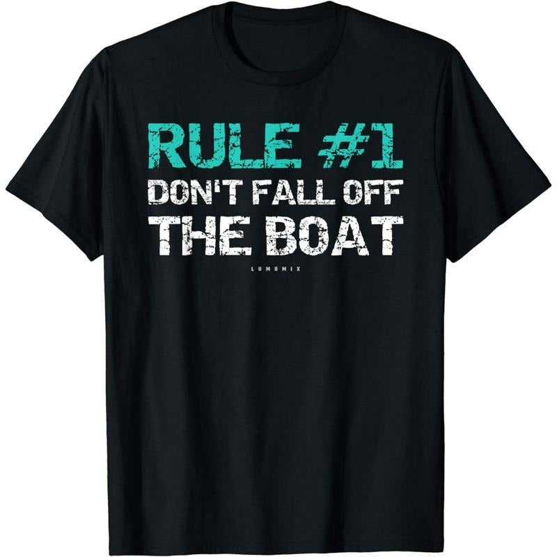 Funny Cruise Shirts - Rule #1 Don't Fall Off The Boat Shirt - Menswear Casual Cotton Hoodie, Sweatshirt | PrintMintTees.com