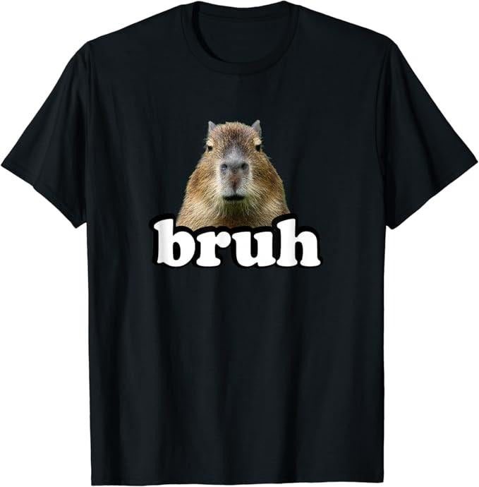 Funny Cute Capybara Shirts, Bruh Capybara T-Shirt Menswear Top Casual Classic Hoodie Sweatshirt | PrintMintTees.com