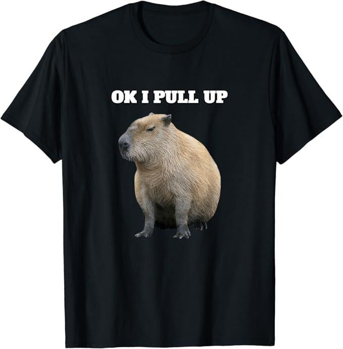 Funny Cute Capybara Shirts, Ok I Pull Up Capybara T-Shirt Menswear Top Casual Classic Hoodie, Sweatshirt | PrintMintTees.com
