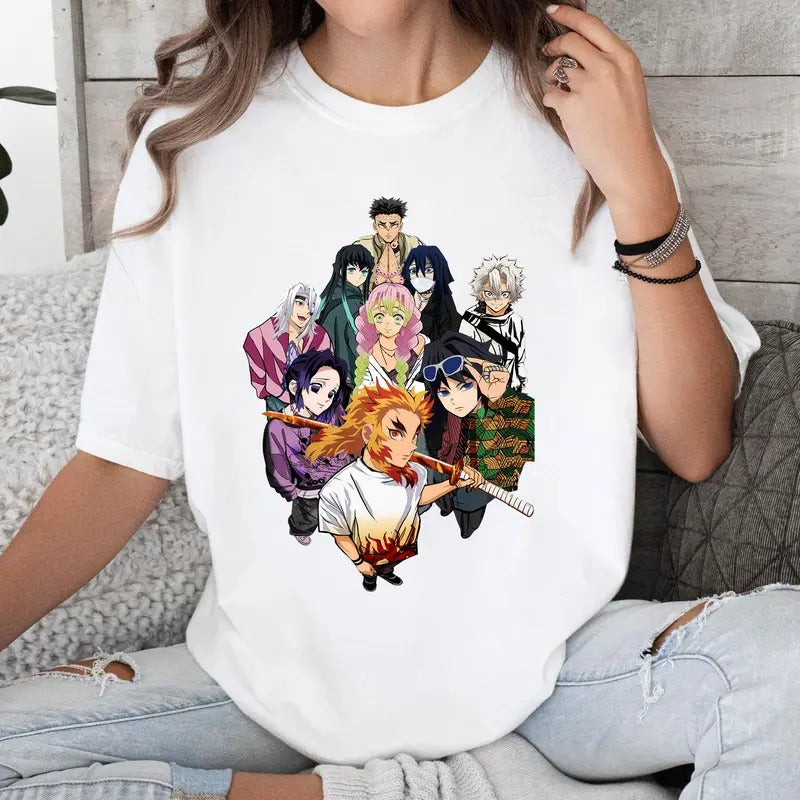 Funny DM Hashira Characters Shirt Crewneck Hoodie Comfort Cotton Sweatshirt | PrintMintTees.com