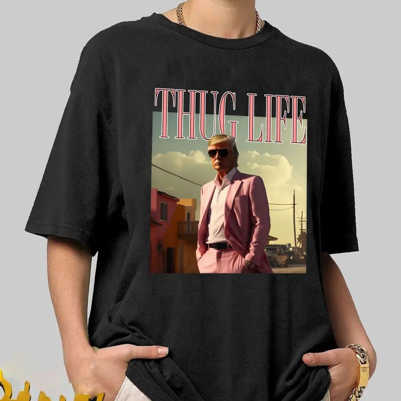 Funny Donald Trump Thug Life Shirt, Funny Meme Country Music Shirt, Viral Trump Thug Life Shirt Hoodie Sweatshirt
