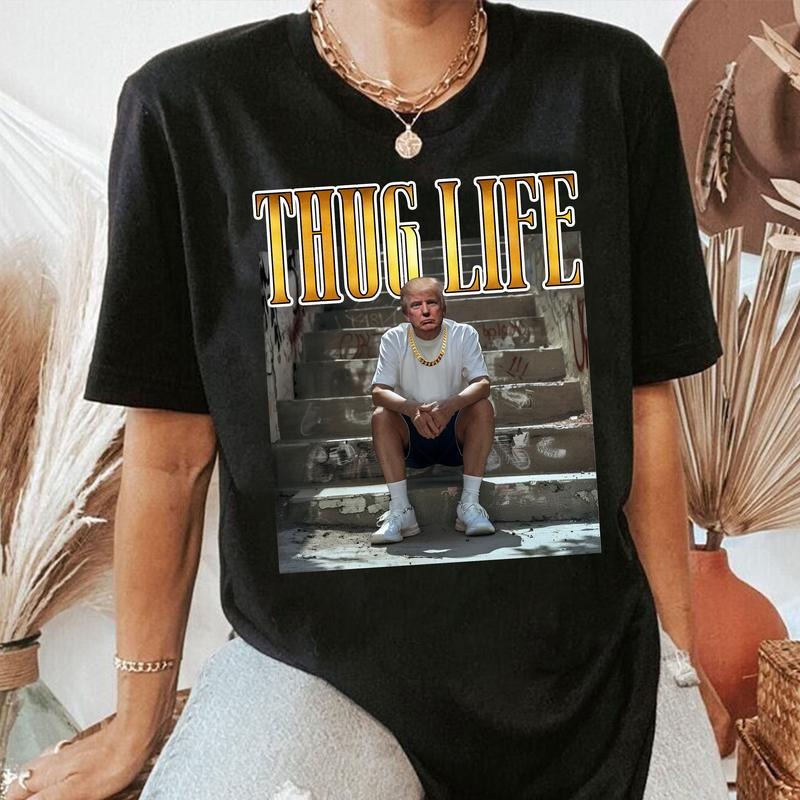 Funny Donald Trump Thug Life Shirt, Funny Meme Country Music Shirt, Viral Trump Thug Life Shirtstyle{n002}2 Hoodie Sweatshirt