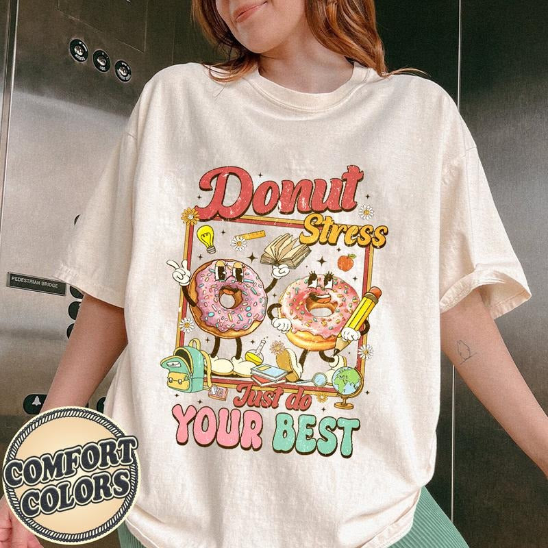 Funny Donut Teacher Comfort Colors Shirt, STAAR Test Day Shirt, Teacher Testing Shirt, Teacher Motivational Shirt, Retro...