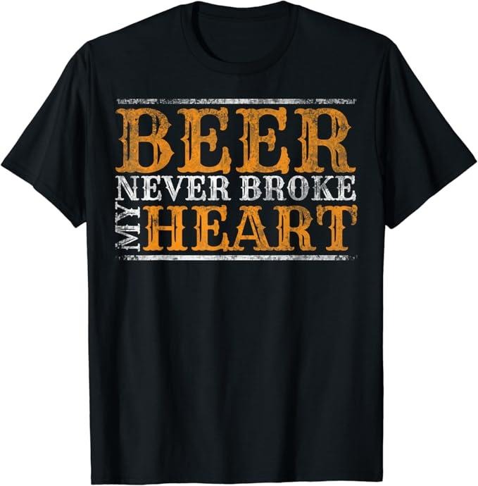 Funny Drinking Shirts, Beer Never Broke My Heart Funny Drinking Lovers T-Shirt Menswear Top | Funny Shirts For Night Out...