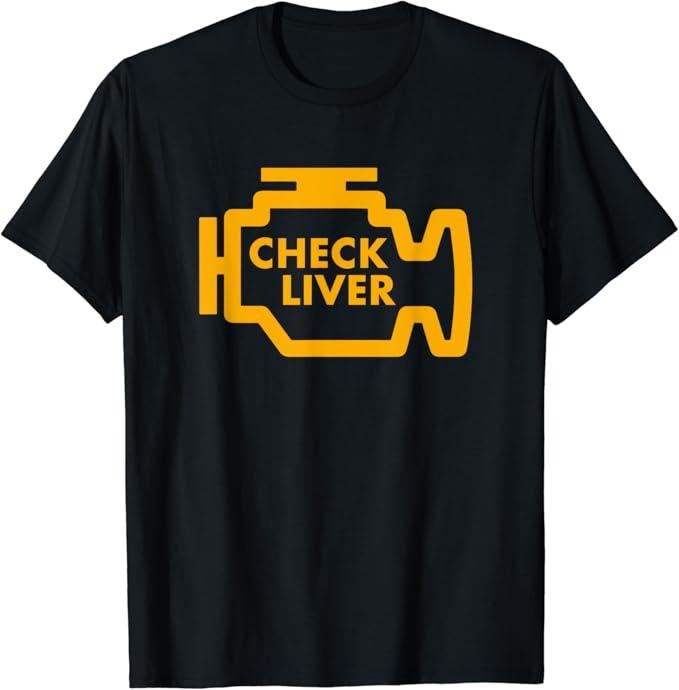 Funny Drinking Shirts, Check Liver Light Funny T-Shirt Menswear Top | Funny Shirts For Night Out Casual Classic Hoodie...