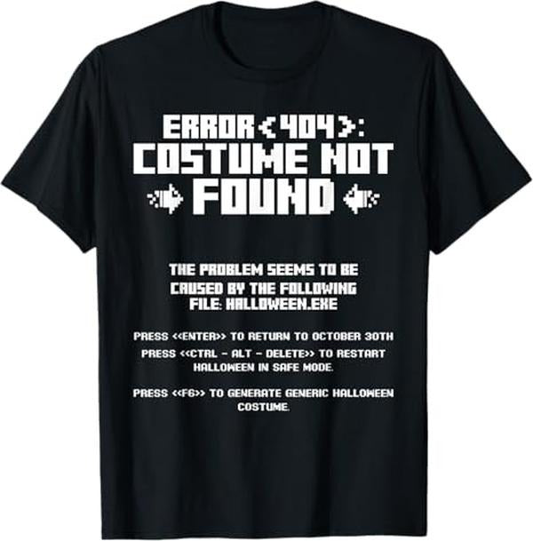 Funny Error 404 Costume Not Found Shirt, Error 404 Costume Not Found Computer Geek Nerd Coder Tech T-Shirt