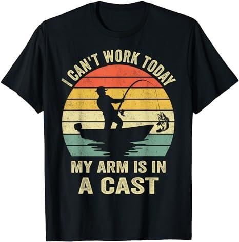 Funny Fisherman, I Can't Work Today My Arm Is in a Cast T-Shirt Menswear Casual Cotton Hoodie Sweatshirt | PrintMintTees.com