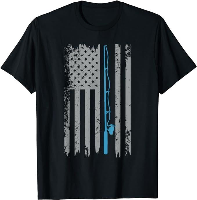 Funny Fishing Shirts, American Flag Fishing Vintage Fisherman T-Shirt Cotton Fashion Casual Classic Hoodie, Sweatshirt