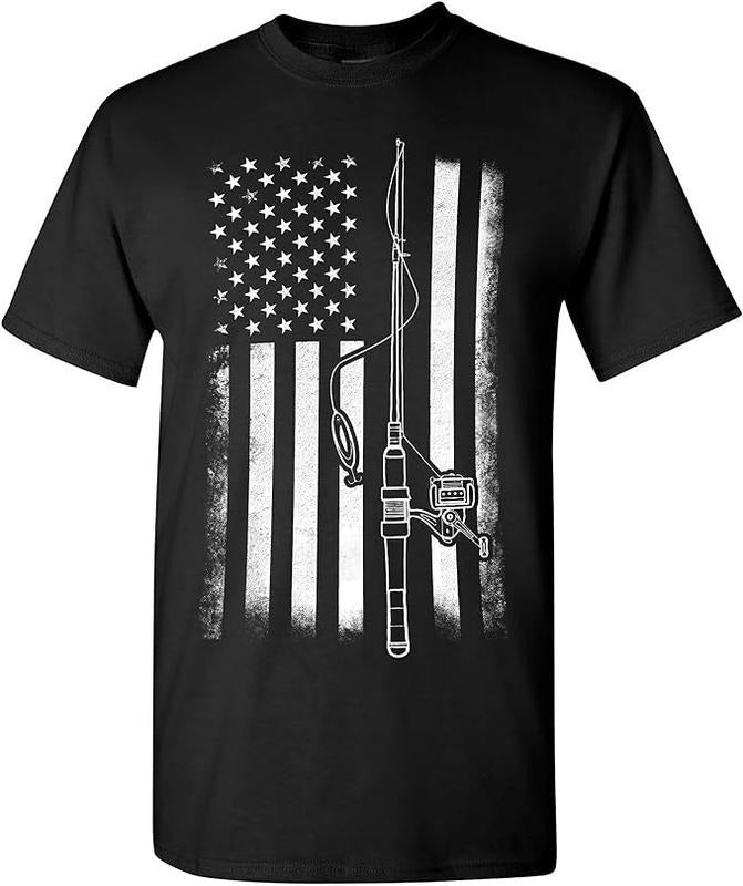 Funny Fishing Shirts, Gift For Fisherman, American Flag Fishing T-Shirt Menswear Top Casual Classic Hoodie Sweatshirt