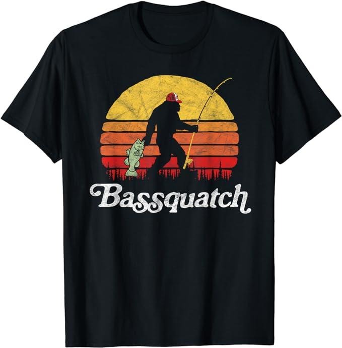 Funny Fishing Shirts, Gift For Fisherman, Funny Bigfoot Fishing Outdoor Retro T-Shirt Menswear Top Casual Classic Hoodie...