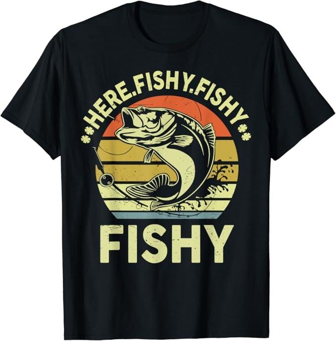 Funny Fishing Shirts, Here Fishy Bass Fishing T-Shirt Cotton Fashion Casual Classic Hoodie Sweatshirt | PrintMintTees.com