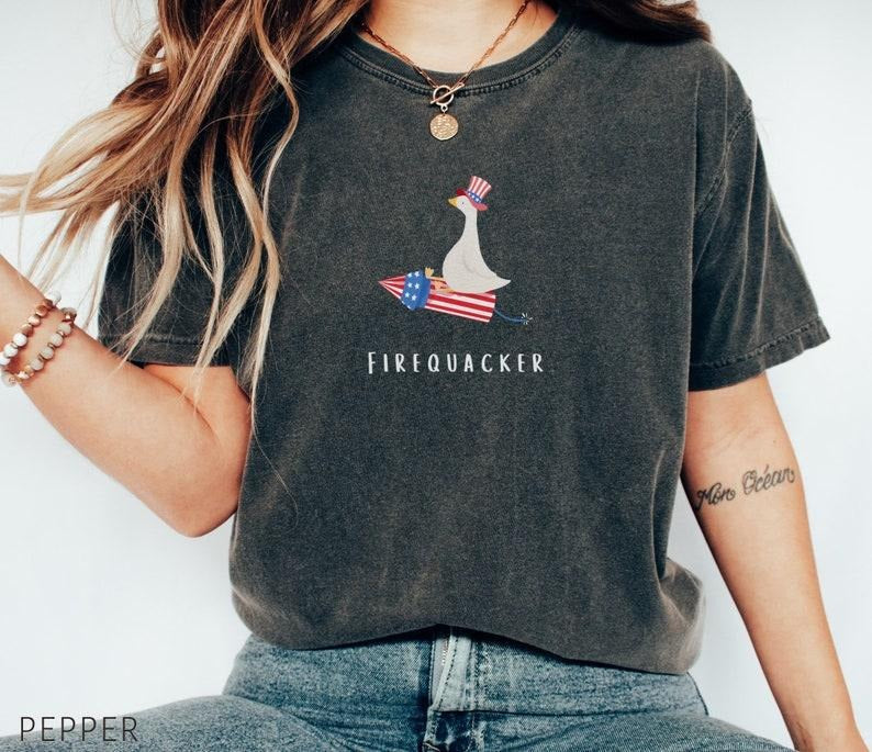 Funny Fourth Of July Shirt, Funny Goose Shirt, Independence Day Tee, USA Shirt, Patriotic Tshirt,Firequacker Shirt,Silly...