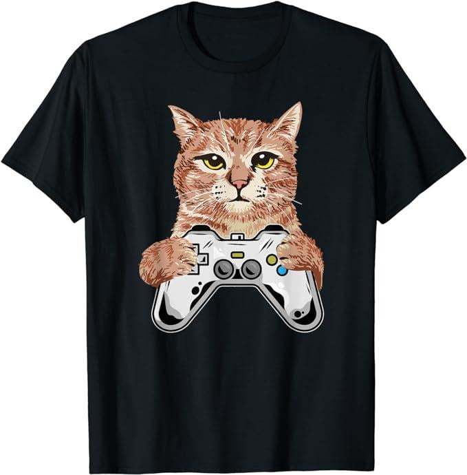 Funny Gamer Shirts, Special Gifts For Gamers, Cat Lover Girls Boys Funny Gamer T-Shirt Menswear Top Casual Hoodie, Sweatshirt