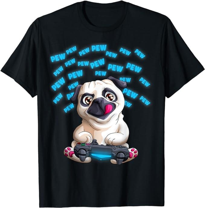 Funny Gamer Shirts, Special Gifts For Gamers, Funny PewPewPew Video Gaming Pugs Gift T-Shirt Menswear Top Casual Hoodie...