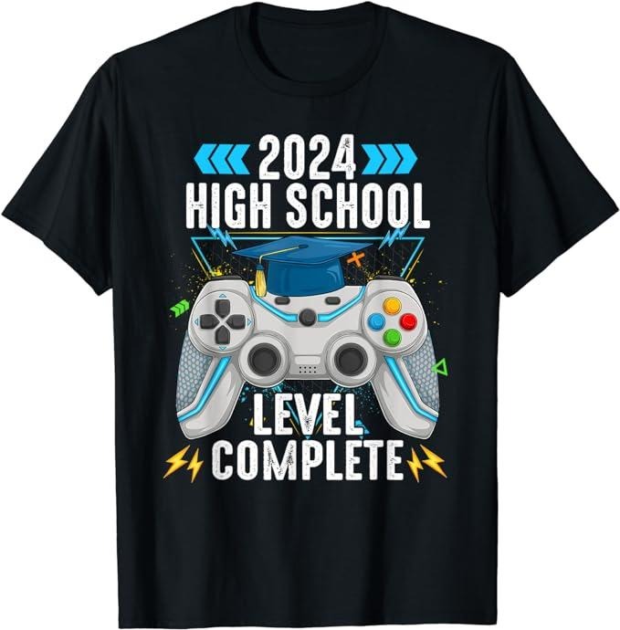 Funny Gamer Shirts, Special Gifts For Gamers, Funny Senior Gamer 2024 High School Level Complete 2024 Grad T-Shirt...