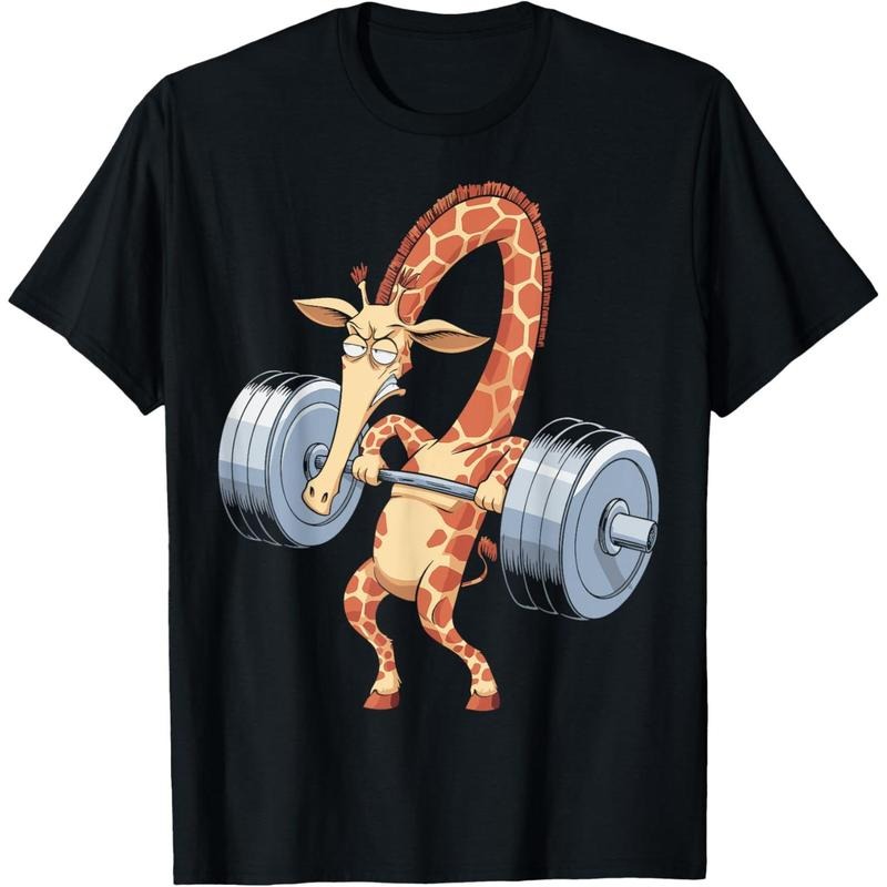 Funny Giraffe Weightlifting Deadlift Fitness Gym Barbell T-Shirt Hoodie Sweatshirt | PrintMintTees.com