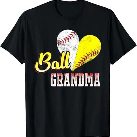 Funny Grandma Shirt Grandmother Funny Ball Grandma Baseball Softball Casual Cotton Top Shirt Hoodie Sweatshirt