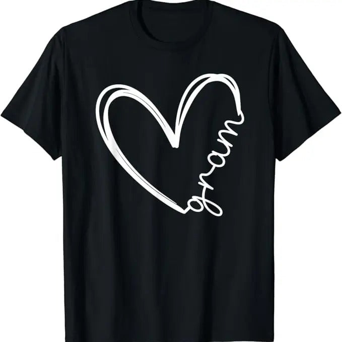Funny Grandma Shirt, Gift For Grandmother, Funny Gram Heart for Grandma Mother Day Women T-Shirt Casual Cotton Top Hoodie...