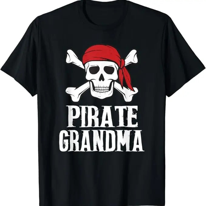 Funny Grandma Shirt, Gift For Grandmother, Pirate Grandma Funny Halloween T-Shirt Skull Adult Gift T-Shirt Casual Cotton...