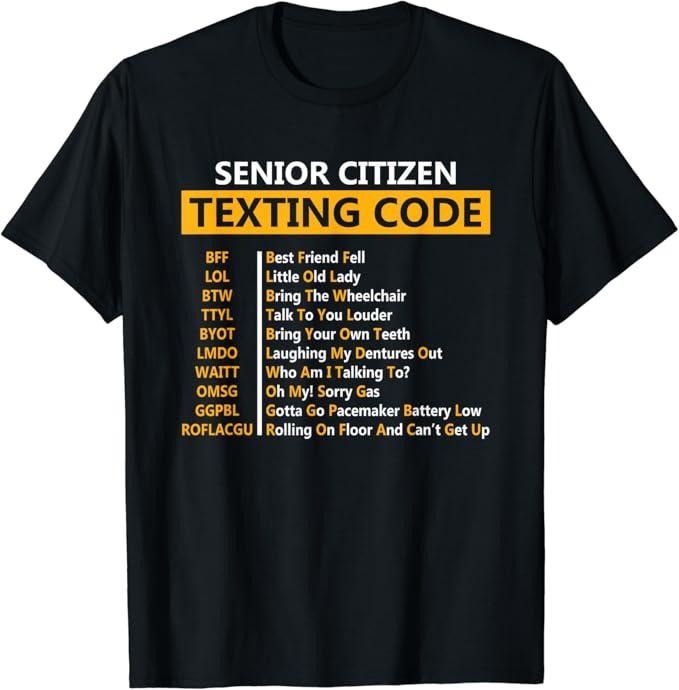 Funny Grandpa Shirt, Gift For Grandfather, Funny Senior Citizen's Texting Code T-Shirt Menswear Casual Cotton Top Hoodie...