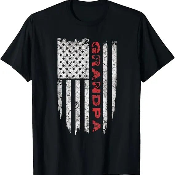Funny Grandpa Shirt Grandfather Grandpa American Flag Menswear Casual Cotton Top Shirt Hoodie Sweatshirt