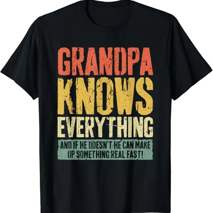 Funny Grandpa Shirt, Gift For Grandfather, Grandpa Knows Everything T-Shirt Menswear Casual Cotton Topstyle{n002}2 Hoodie...