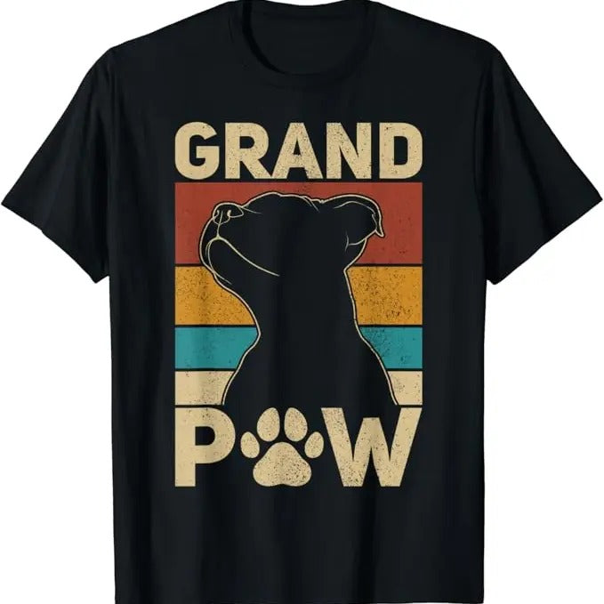 Funny Grandpa Shirt, Gift For Grandfather, Grandpaw Dog Grandpa Funny Dog Lover Grandfather T-Shirt Menswear Casual...