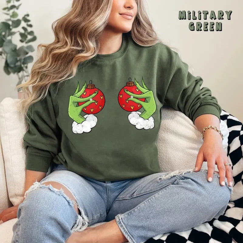 Funny Grinc Hands Christmas Sweater, Christmas Grinc Crewneck, Merry Christmas Cotton Sweatshirt Shirt Hoodie
